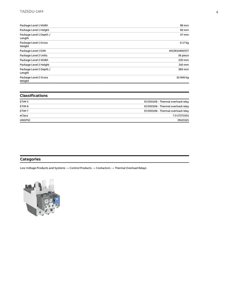 ABB TA25DU-14 1SAZ211201R1045 690V 10-14A - Nuovo Industriale MRO - Foto 3