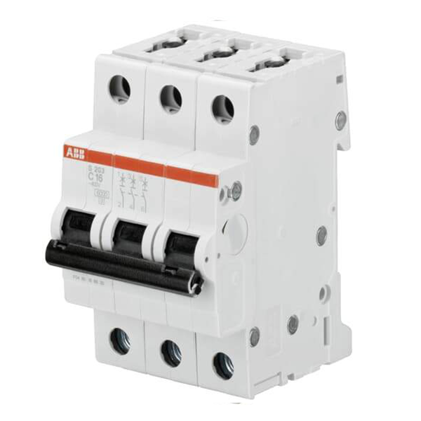 ABB MCB 16A 3P S203-C16 20KA@230V, 10KA @ 440V Model 