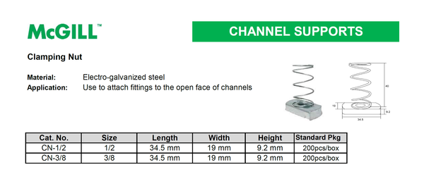 McGill Channel Clamping Nut Model# CN-3/8