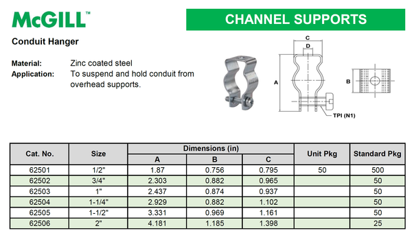 McGill Conduit Hanger 2" Model# 62506