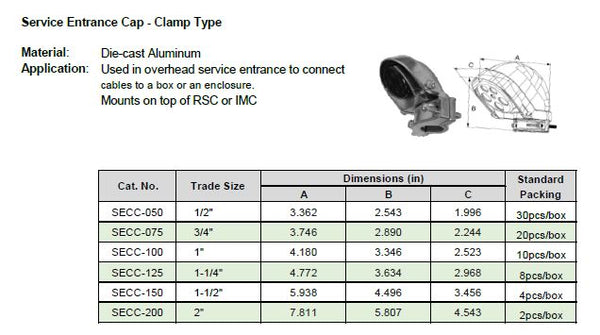 McGill Service Entrance Cap 1-1/2" - Clamp Type  Model# SECC-150