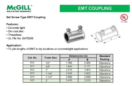 McGill EMT Coupling (Set-Screw) 1-1/2" Model# 814