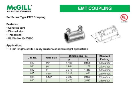 McGill EMT Coupling (Set-Screw) 1" Model# 812