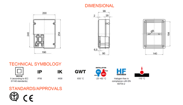 GEWISS Electrical Junction Box Transparent Clear Lid 240X190X90 IP56 Model# GW 44 428