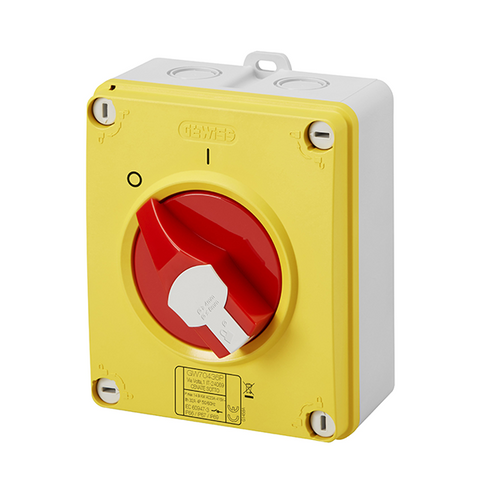 Gewiss Lockable Isolator Switch Emergency 63A 4P IP66/67/69 Model# GW70438P