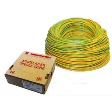 HELUKABEL HO7 V-K PVC insulated wire, single core, 6.0mm², 450/750V, green-yellow Model# 29178