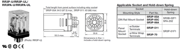 IDEC Power Relay 10A 3PDT 230VAC Pin Terminal Model# RR3P-ULAC230