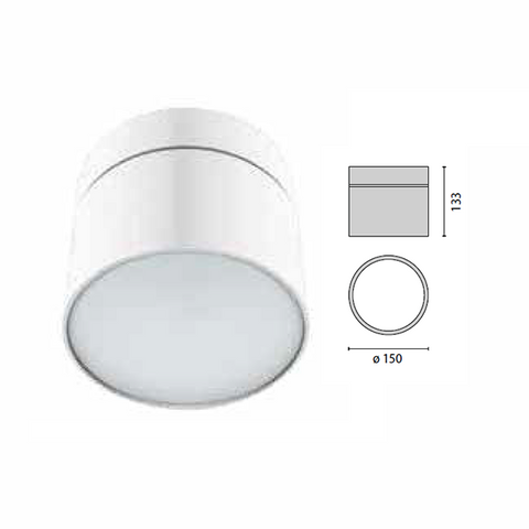 Performance IN Lighting Ceiling mounted Fixture, Logo Round 150, LED 3000K Model# 303188