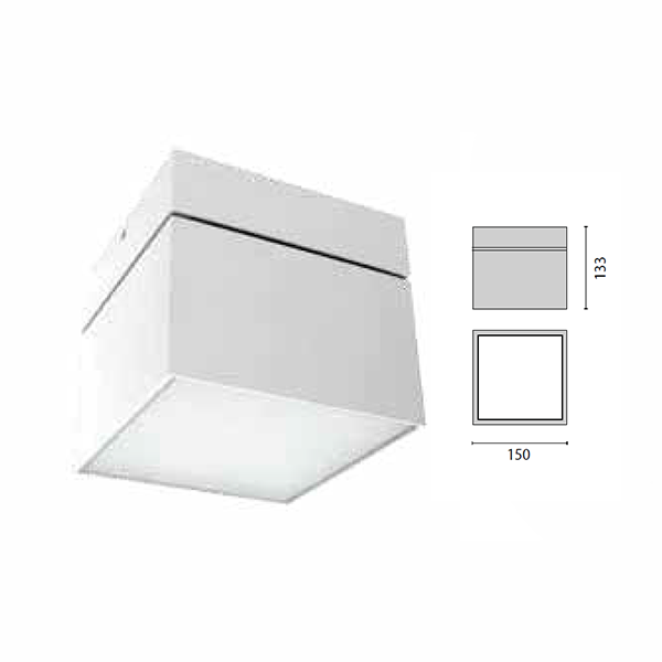 Performance IN Lighting Ceiling mounted Fixture, Logo Square 150, LED 3000K Model# 303196