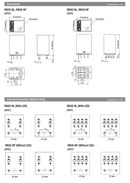 IDEC Universal Relay, 5A DPDT 230VAC w/ Socket Model# RN2S-NL-A230+SN2S-05D