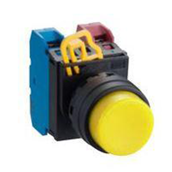 IDEC Pushbutton Switch, 22mm, Extended, Maintained, 1NO, Yellow Model# YW1B-A2E10Y