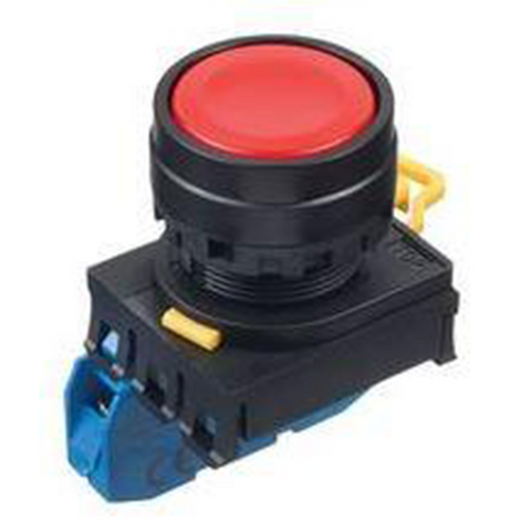 IDEC Pushbutton Switch, 22mm, Flush, Momentary, 1NC, Red Model# YW1B-M1E01R