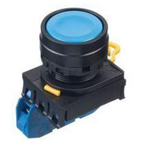 IDEC Pushbutton Switch, 22mm, Flush, Momentary, 1NO, Blue Model# YW1B-M1E10S