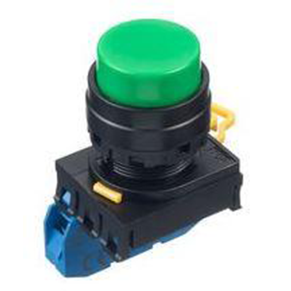 IDEC Pushbutton Switch, 22mm, Extended, Momentary, 1NO, Green Model# YW1B-M2E10G