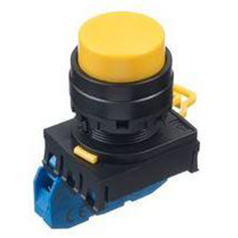 IDEC Pushbutton Switch, 22mm, Extended, Momentary, 1NO, Yellow Model# YW1B-M2E10Y