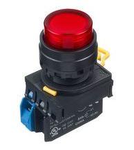 IDEC Illum.(LED) Pushbutton Switch, 22mm, Extended, Momentary, 1NC, 110VAC/DC, Red  Model# YW1L-M2E01QHR