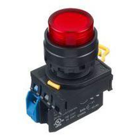 IDEC Illum.(LED) Pushbutton Switch, 22mm, Extended, Momentary, NC, 24VAC/DC, Red  Model# YW1L-M2E01Q4R