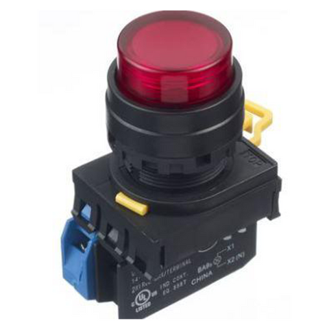 IDEC Illum.(LED) Pushbutton Switch, 22mm, Extended, Momentary, NC, 240VAC/DC, Red  Model# YW1L-M2E01QM3R