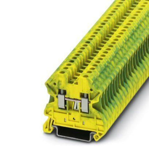 Phoenix Contact UT 2.5-PE Series Earth Modular Terminal Block, Screw Down Termination, Cable Size: 0.14 → 4mm², Wire Size 26 → 12 AWG Model# 3044092