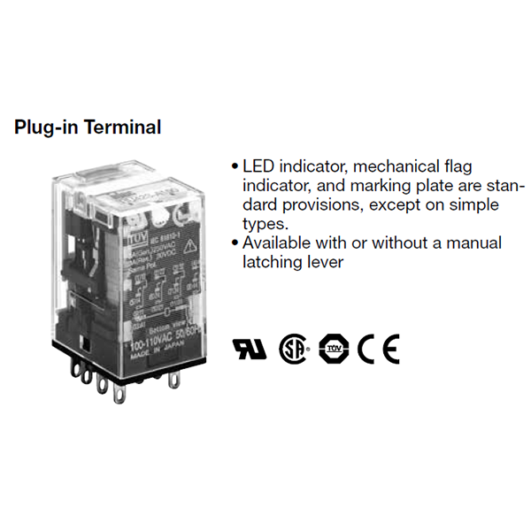 IDEC Universal Relay 6A 4PDT 12VDC W/LED Lamp Model# RU4S-C-D12